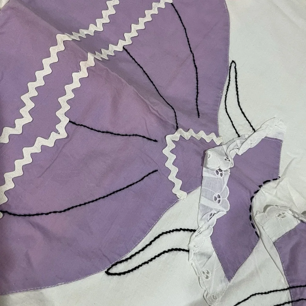 Vintage Southern Belle Dancing Girl Floral Purple Cottage (2) King Shams Ruffled